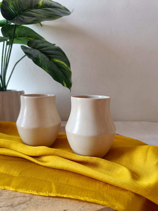 White Ceramic Kulhads – Set of 2