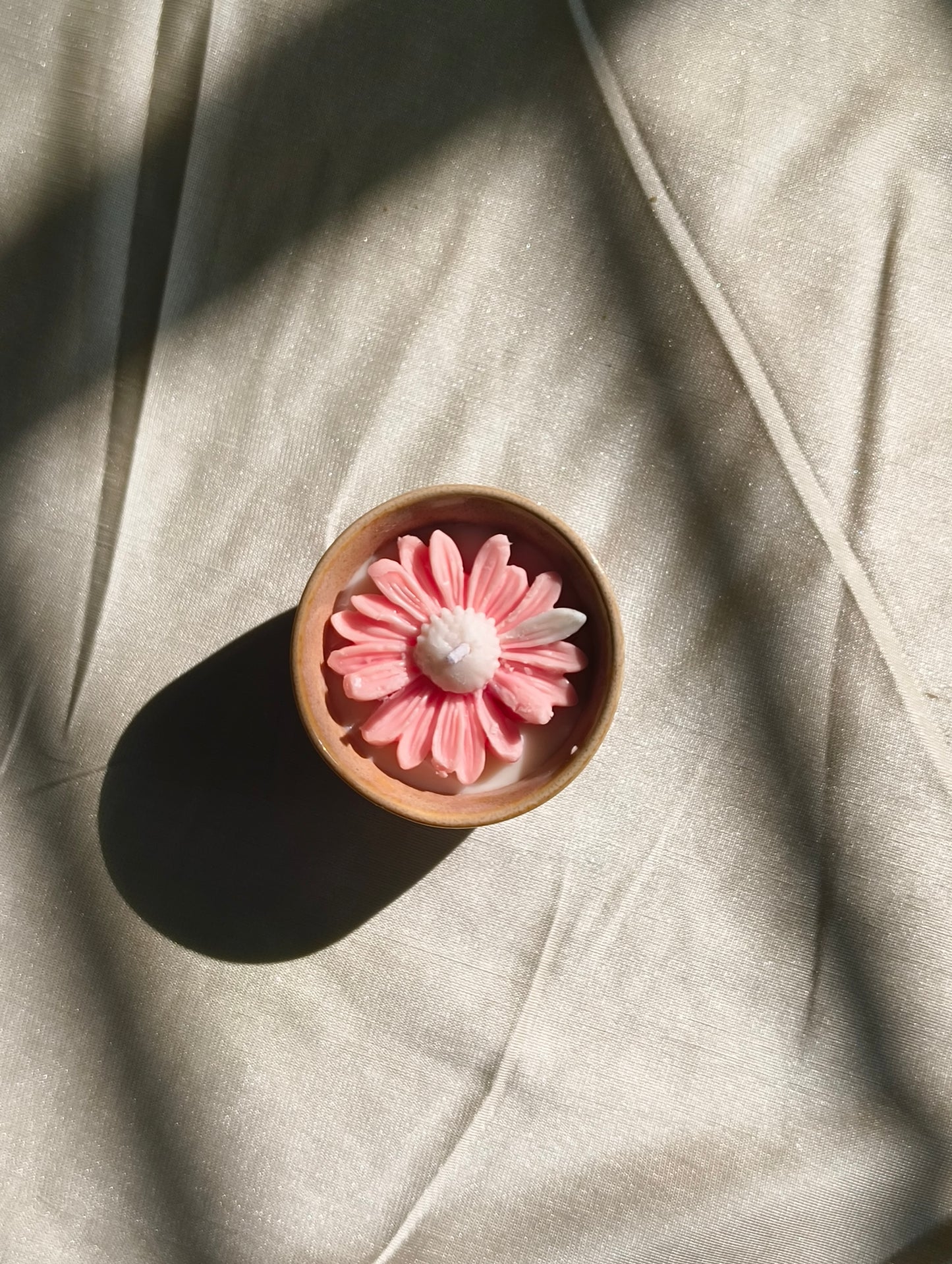 Soy Wax Flower Candle in Ceramic Bowl