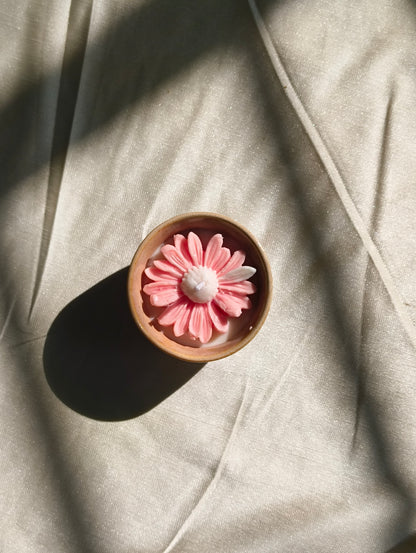 Soy Wax Flower Candle in Ceramic Bowl