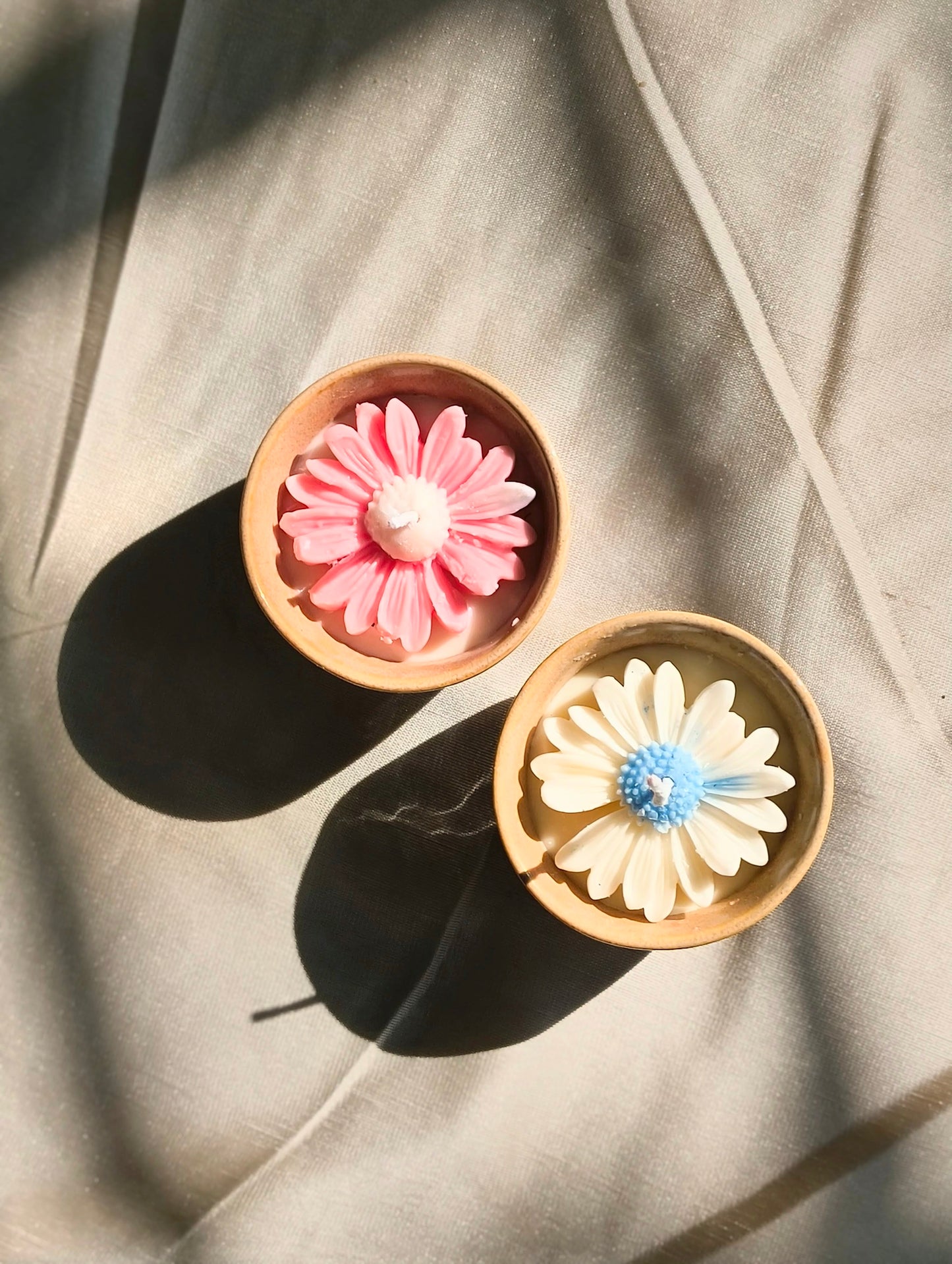 Soy Wax Flower Candle in Ceramic Bowl