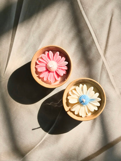 Soy Wax Flower Candle in Ceramic Bowl