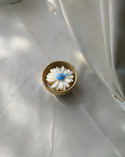 Soy Wax Flower Candle in Ceramic Bowl