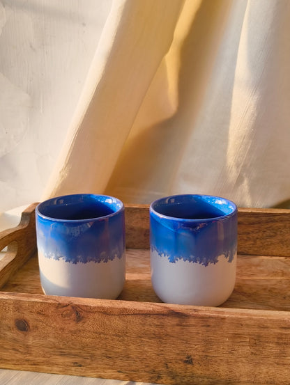 Blue & Ivory White Premium Ceramic Kulhads