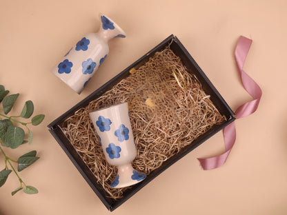 Blue Flower Champagne Glasses Gift Box