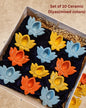 Box of 10 Ceramic Lotus Diyas – Mixed Colors, Handcrafted